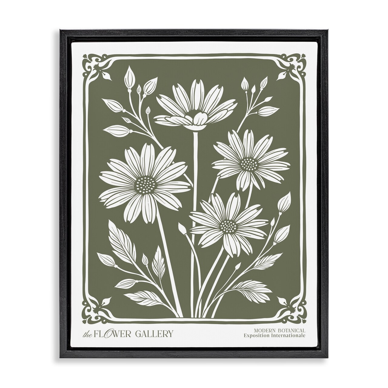 Stupell Industries Minimal Daisies on Green Floating Frame By Lettered and Lined
